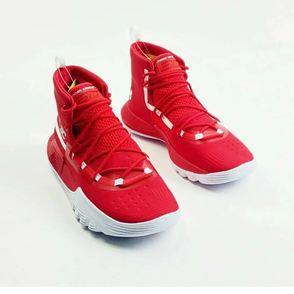 Under Armour Curry 3zero Red and White Sneakers Vibrant Mesh Design